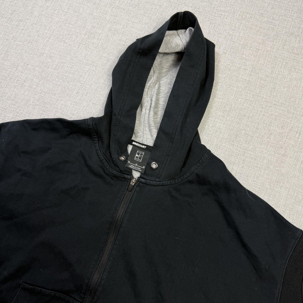 Nike Court Tennis Full Zip Hoodie Sweatshirt Women's Medium Black Cotton Spandex
